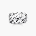 Curb ring links in silver