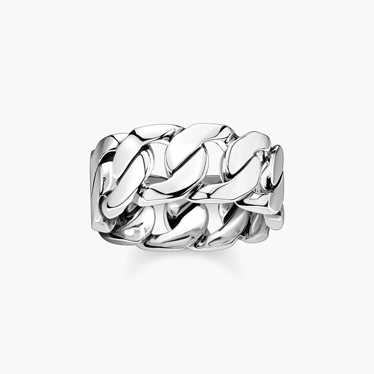 Curb ring links in silver