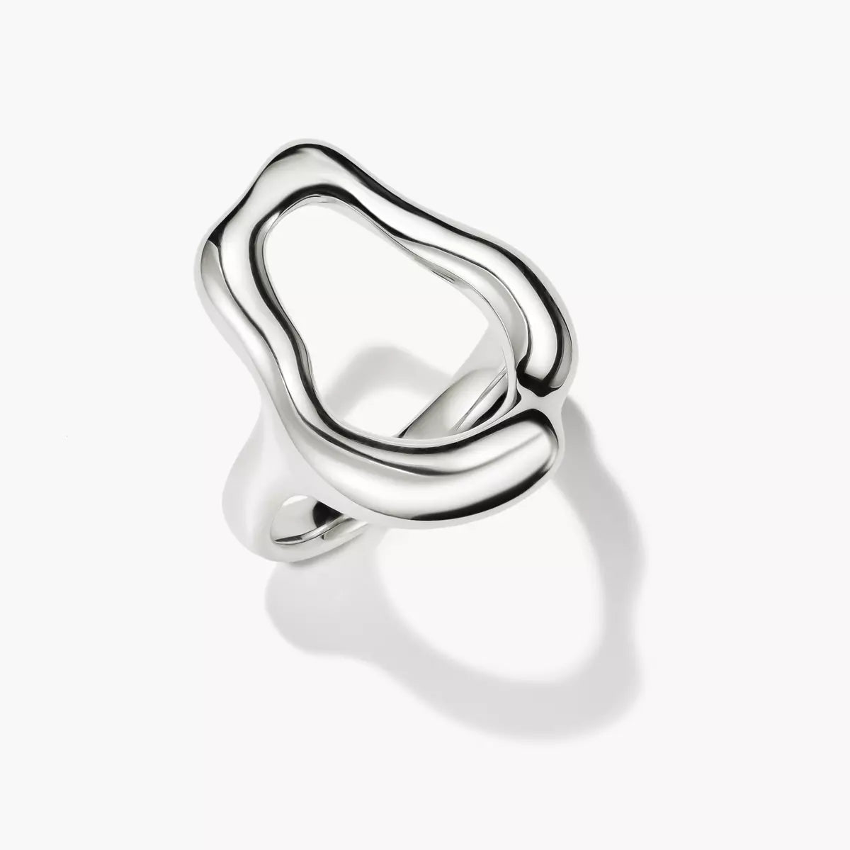 Waves open circle ring silver