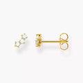Single ear stud white stones gold