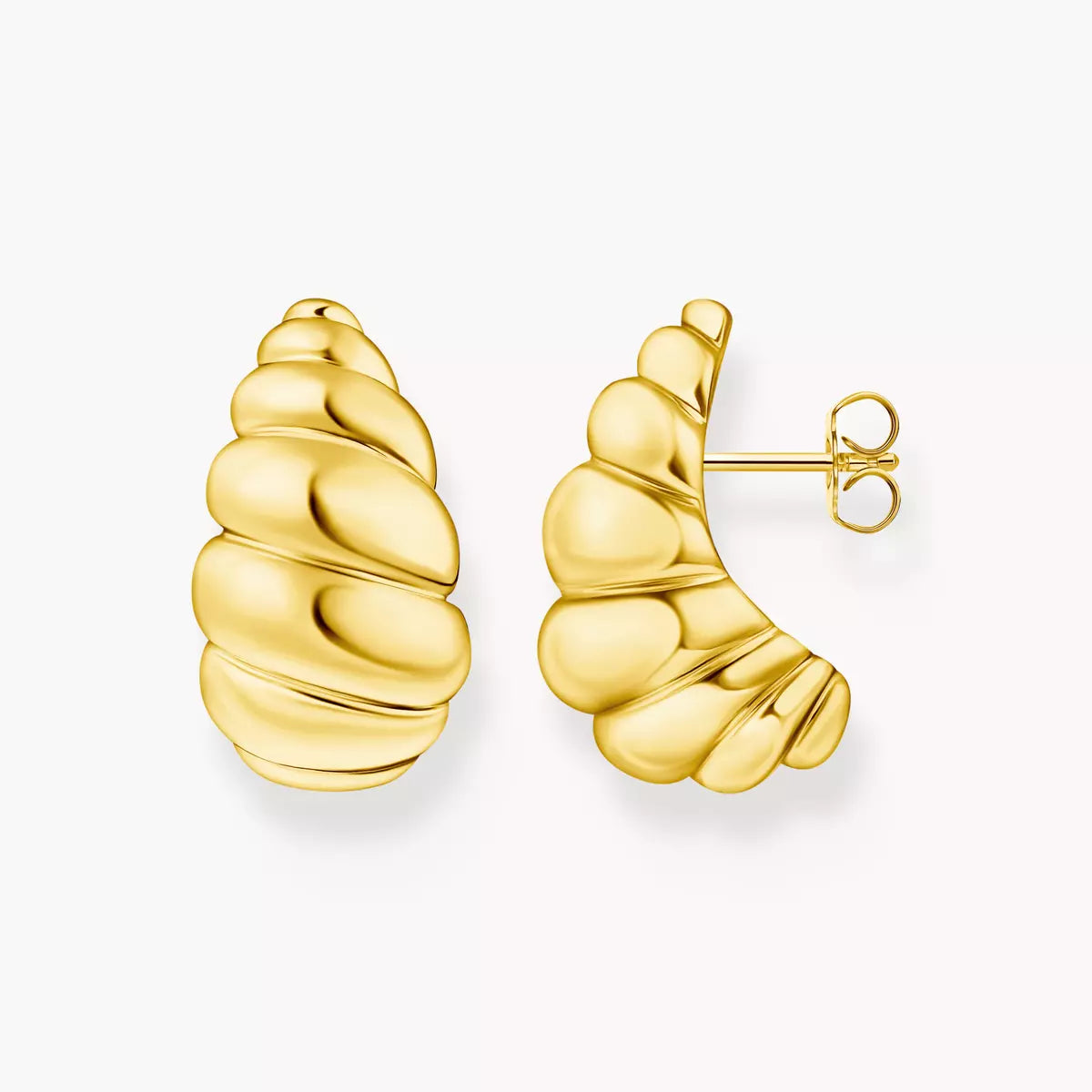 Gold plated organic shell stud earrings