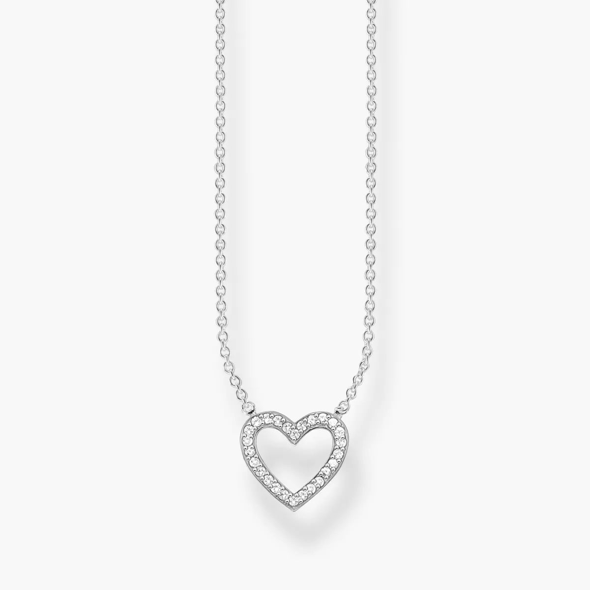 Open cz Heart necklace silver