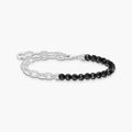 Charm bracelet with black onyx silver