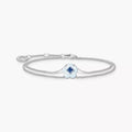 Flower bracelet with blue stone silver