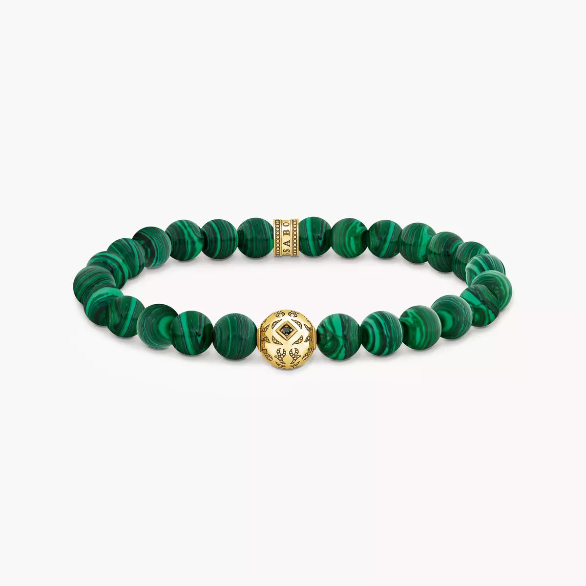 Gold plated beads with green malachite
