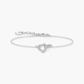 Interlocking cz heart silver bracelet