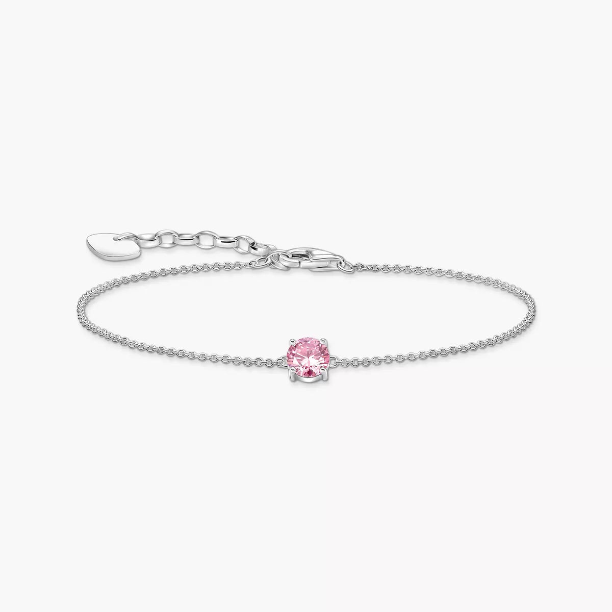 Silver bracelet with pink zirconia pendant
