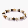SILVER BEADS BRACELET WITH ECRU-COLOURED STONES