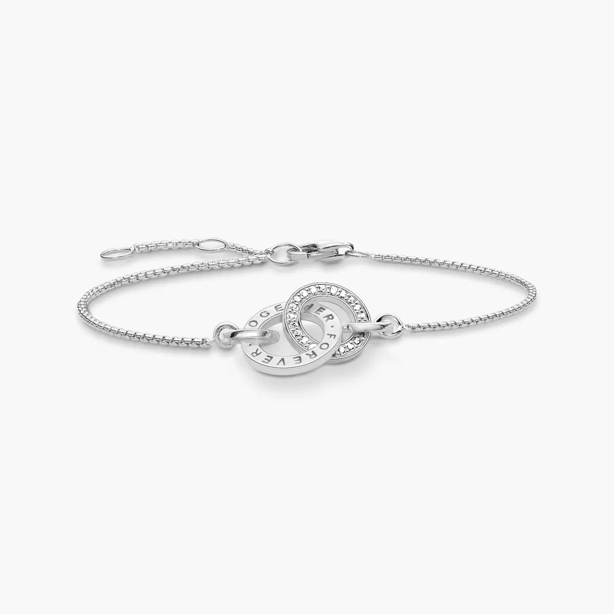 Together forever interlocking cz silver bracelet