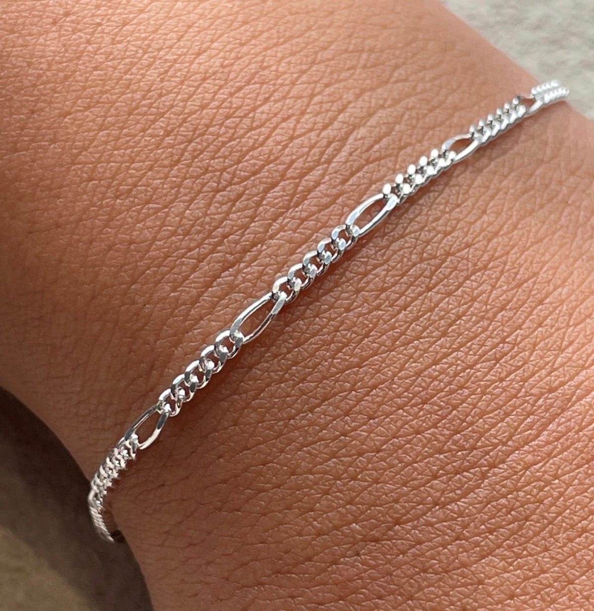 diamond cut Figaro 925 sterling silver