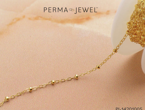 1.5mm flat oval cable chain with 2mm beads