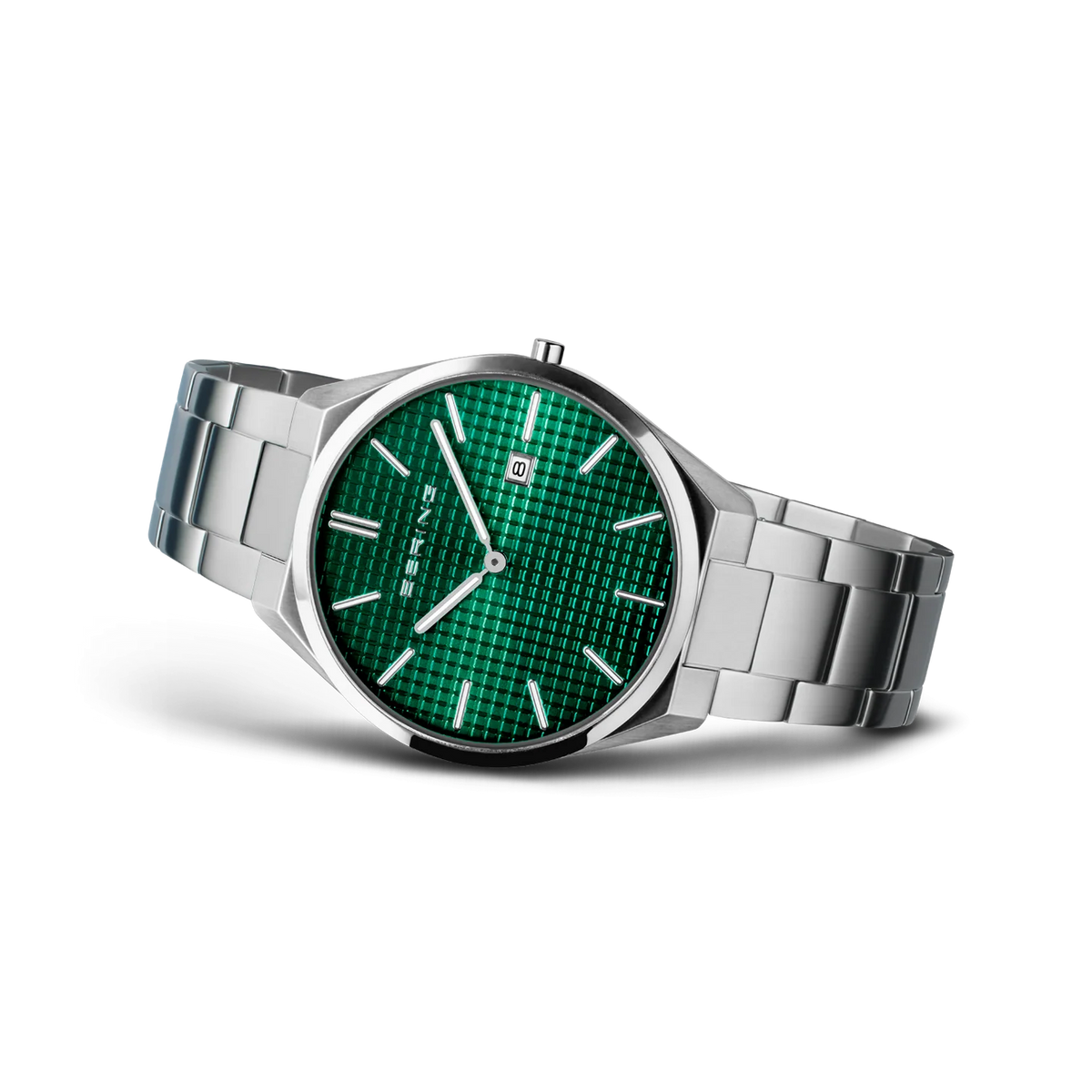 Ultra Slim Date Sunray Link Watch Green