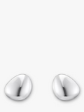 PEBBLE SHAPED PLAIN SILVER STUD EARRINGS
