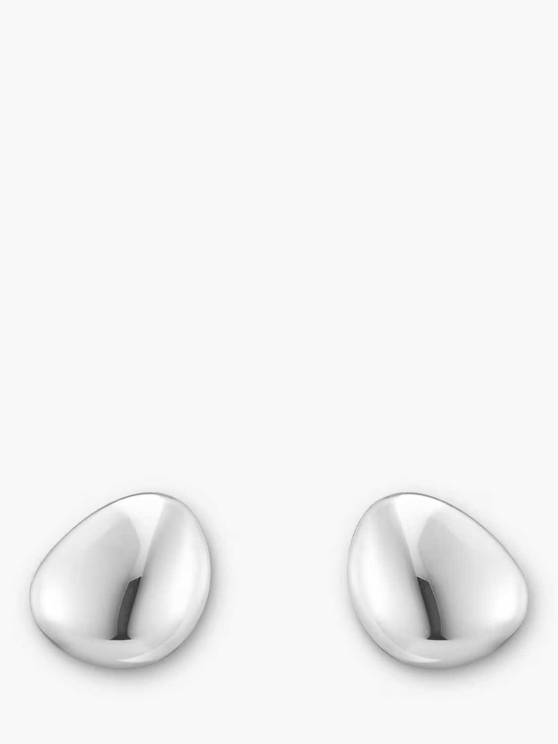 PEBBLE SHAPED PLAIN SILVER STUD EARRINGS