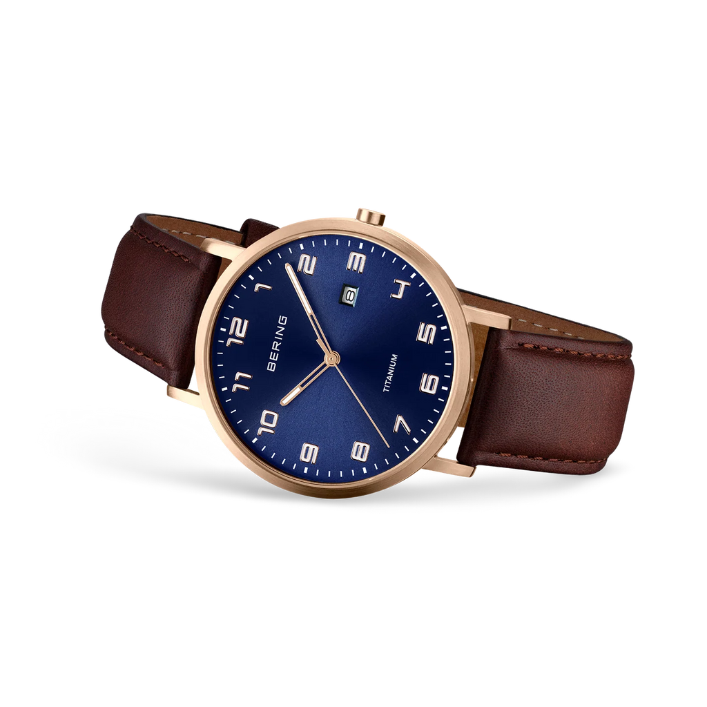 Maxi Titanium Date Numerical Watch Blue Rose Gold