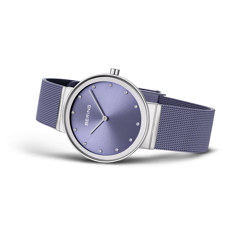 Sparkling Mesh Watch Lavender Silver