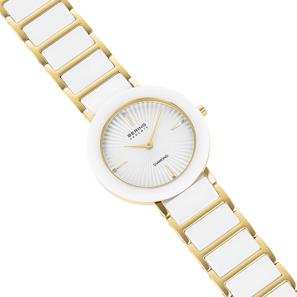 Wave Ceramic Watch with Diamond Gold White - 11429-758