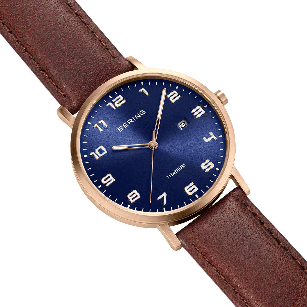 Maxi Titanium Date Numerical Watch Blue Rose Gold