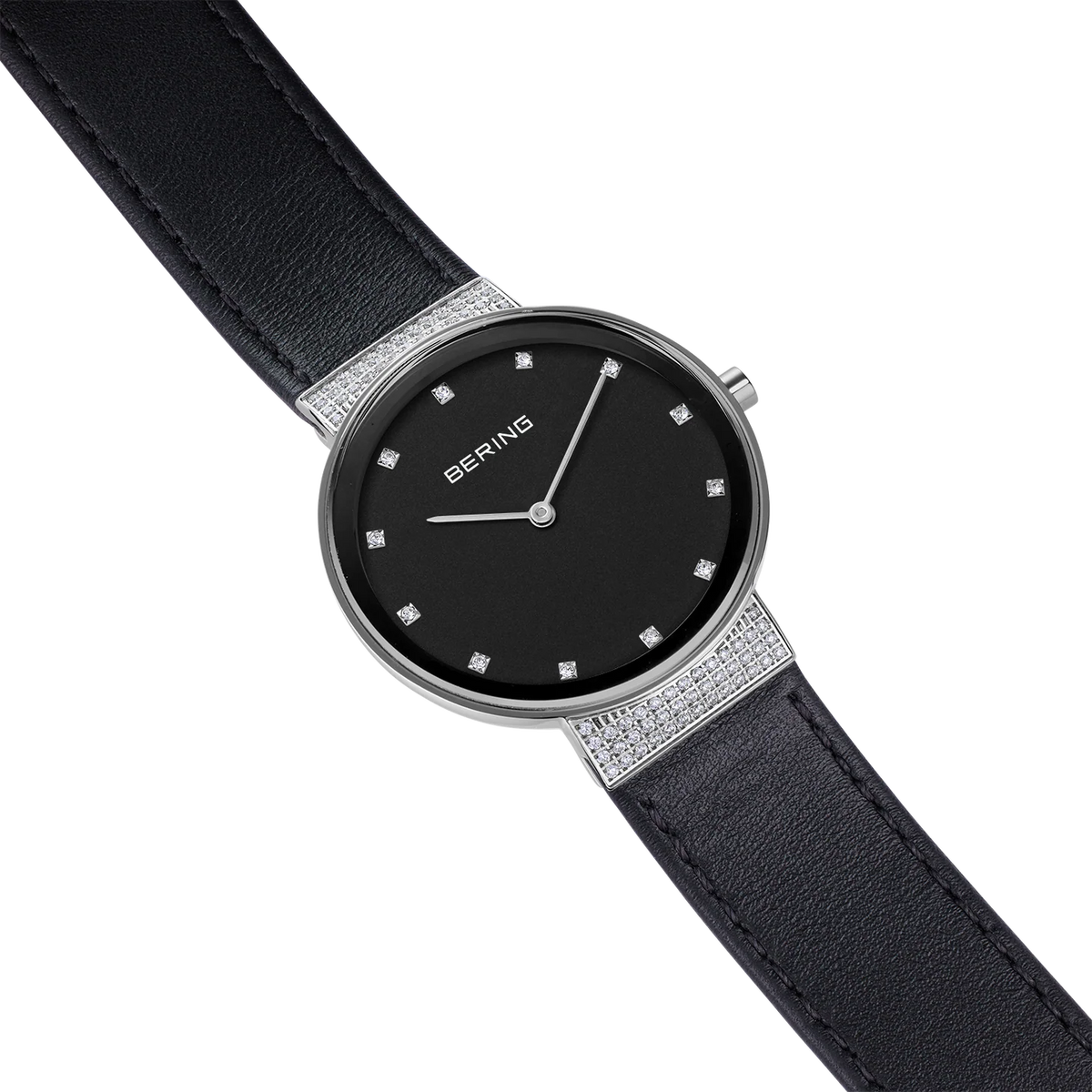 Sparkling Leather Watch Black