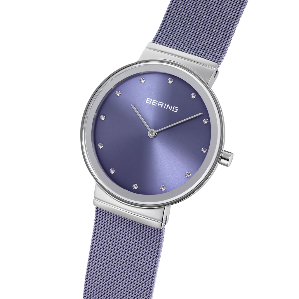 Sparkling Mesh Watch Lavender Silver