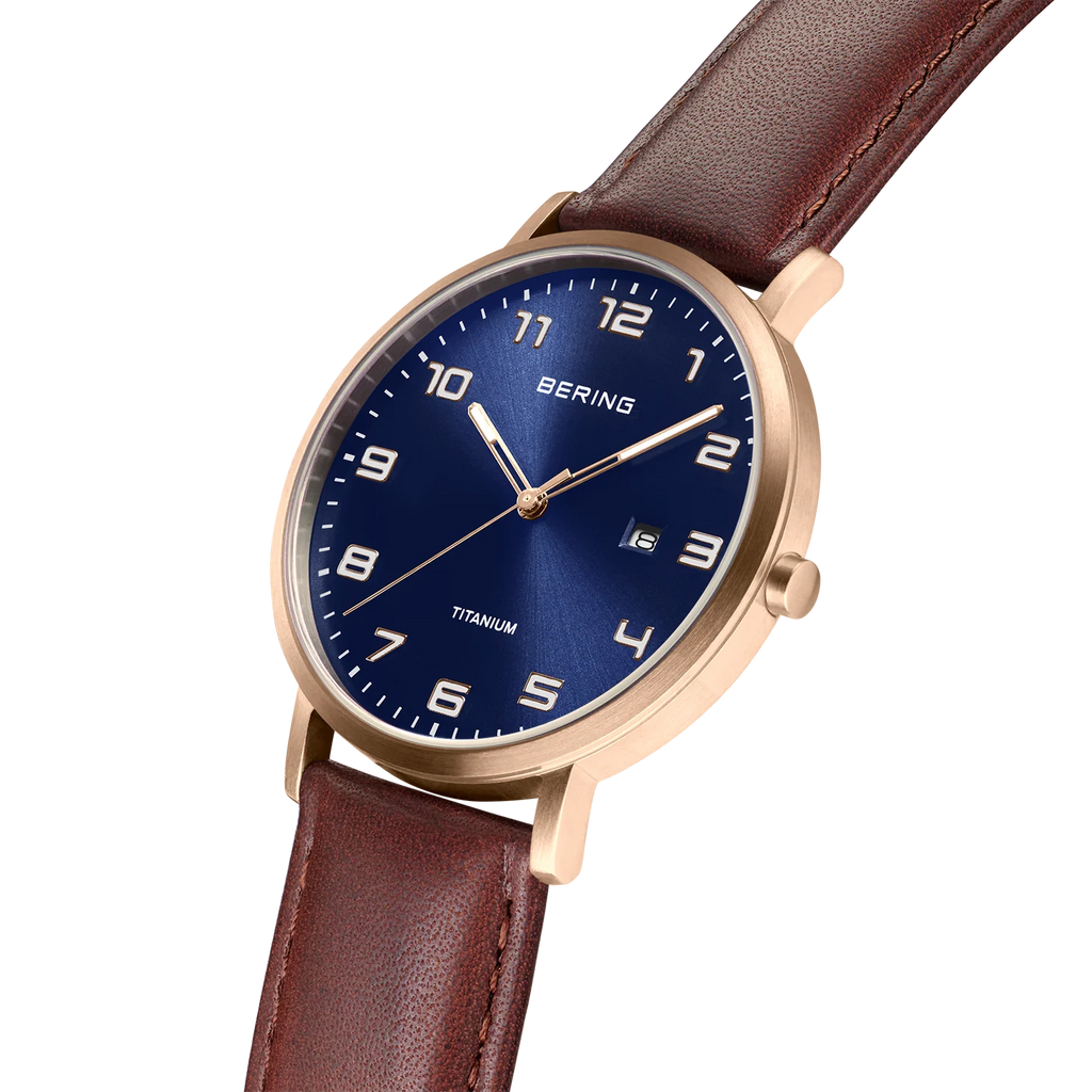 Maxi Titanium Date Numerical Watch Blue Rose Gold