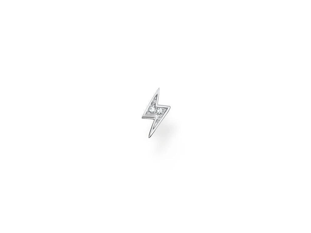 LIGHTENING BOLT SINGLE EARRING STUD SILVER
