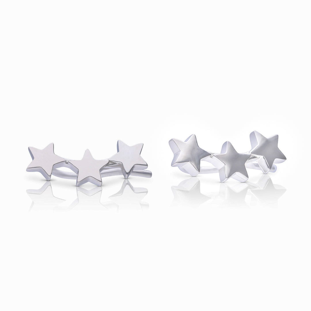 Diamonfire Plain Triple Star Crawler Earrings