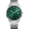 Ultra Slim Date Sunray Link Watch Green
