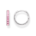 HOOP EARRING WITH PINK PAVE SILVER