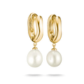 FRESHWATER PEARL DROP HOOP EARRINGS GOLD PLATED