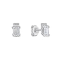 Diamonfire Emerald Cut Half Bezel Stud Earrings