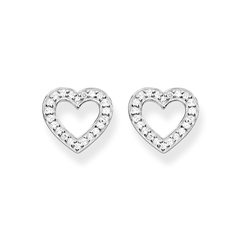 OPEN HEART SILVER STUDS WITH CZ