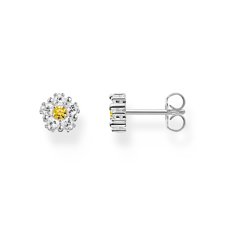 FLOWER DAISY STUD WITH YELLOW CENTRE