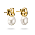 NATURAL BEAUTY GOLD PLATED STUD WITH FRESHWATER PEARL