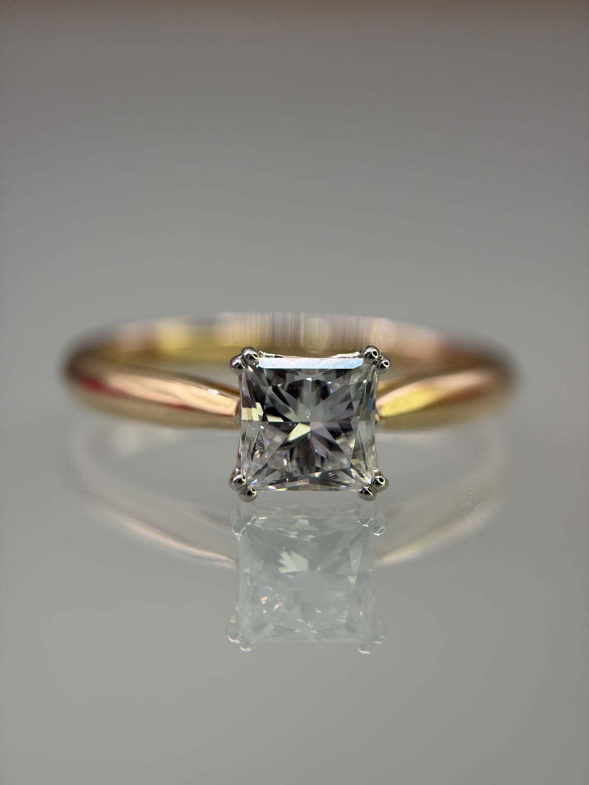 1ct Princess-Cut Lab-Grown Diamond Solitaire Ring in 9ct Yellow Gold