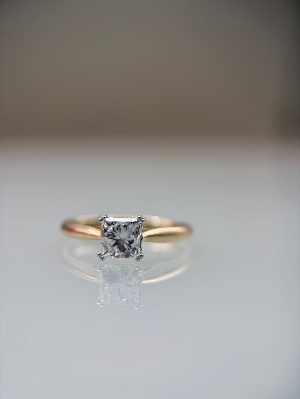 1ct Princess-Cut Lab-Grown Diamond Solitaire Ring in 9ct Yellow Gold