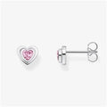 HEART SILVER STUD EARRING WITH PINK ZIRCONIA
