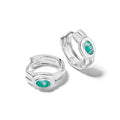 Amazonite Huggie Hoop Earrings Sterling Silver