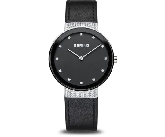 Sparkling Leather Watch Black