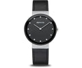 Sparkling Leather Watch Black