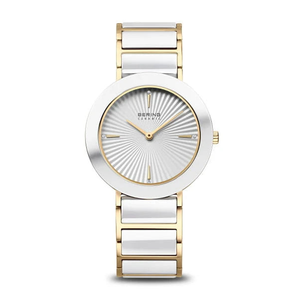 Wave Ceramic Watch with Diamond Gold White - 11429-758
