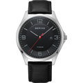 Titanium Date Numerical Leather Watch Black