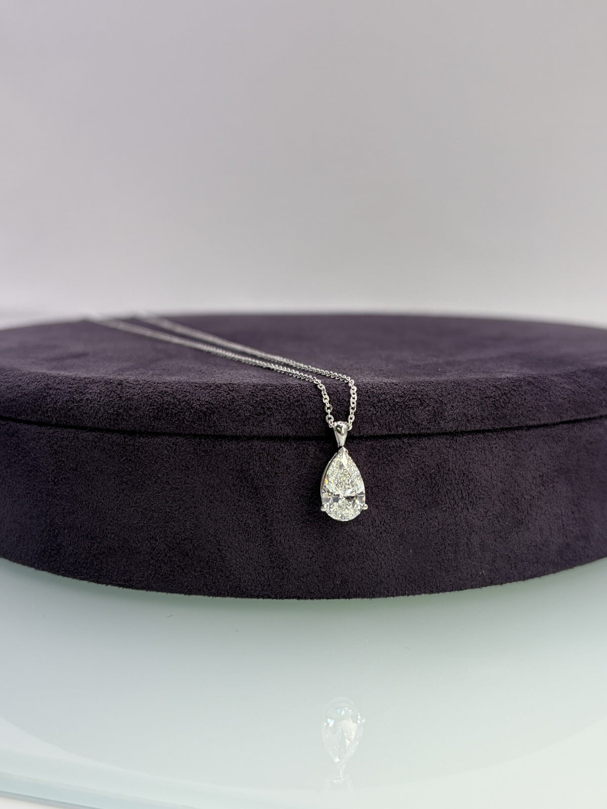 2ct Diamond Platinum Teardrop Necklace