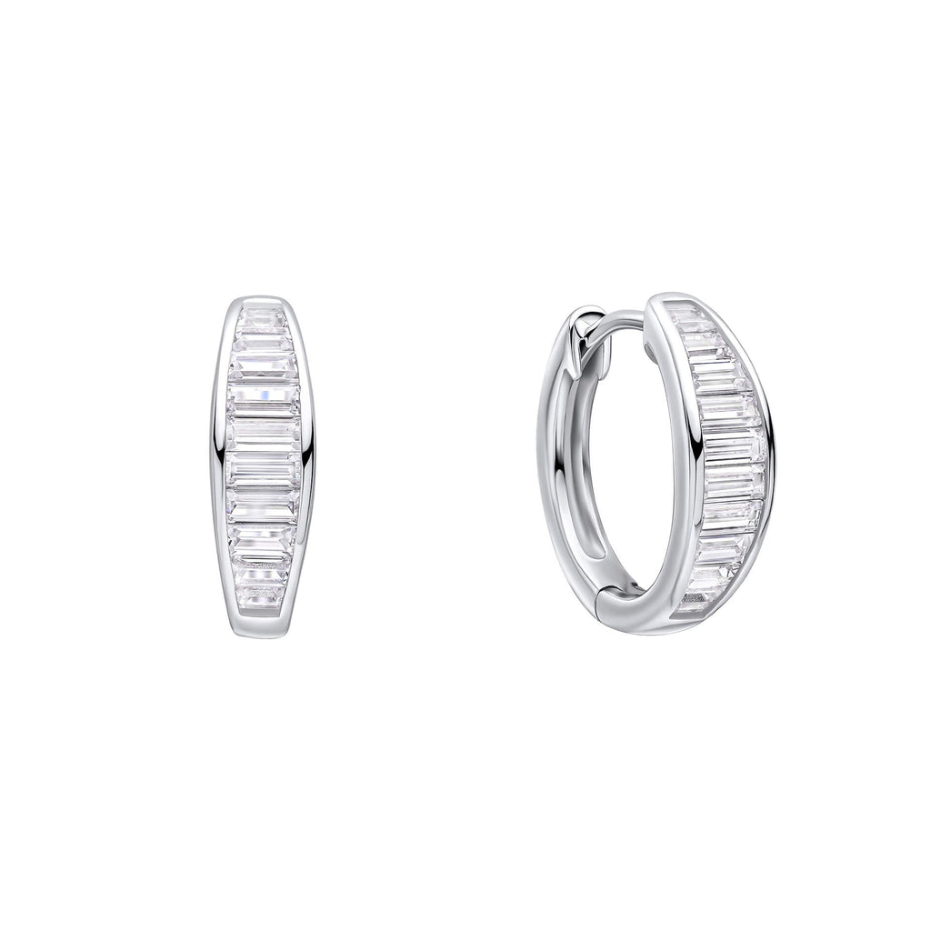 Diamonfire Channel Set Baguette Zirconia Hoop Earrings