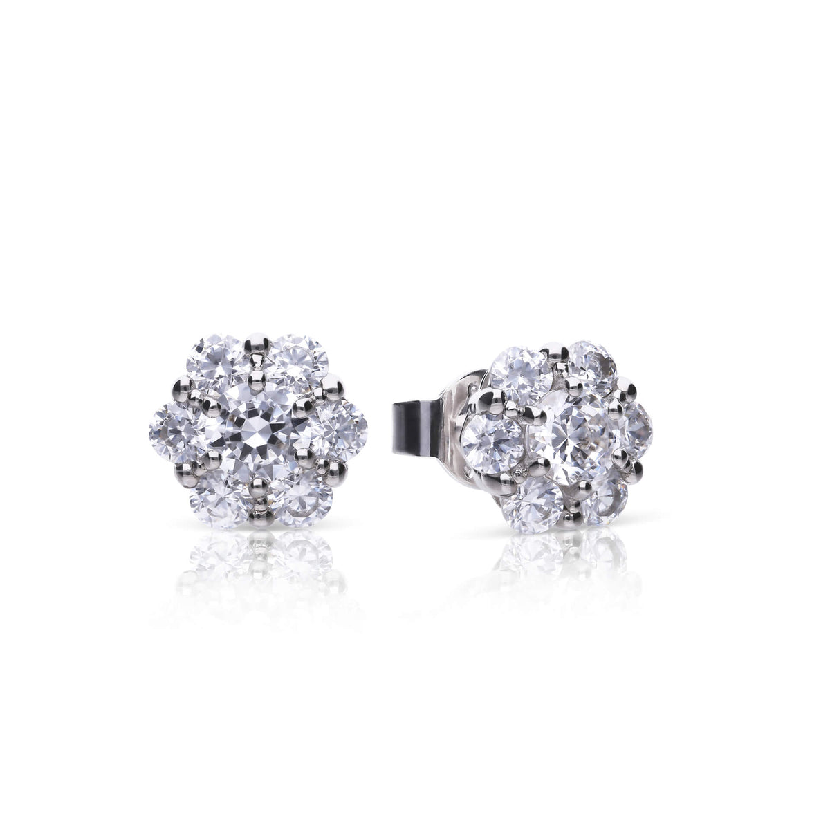Diamonfire Flower Cluster Stud Earrings