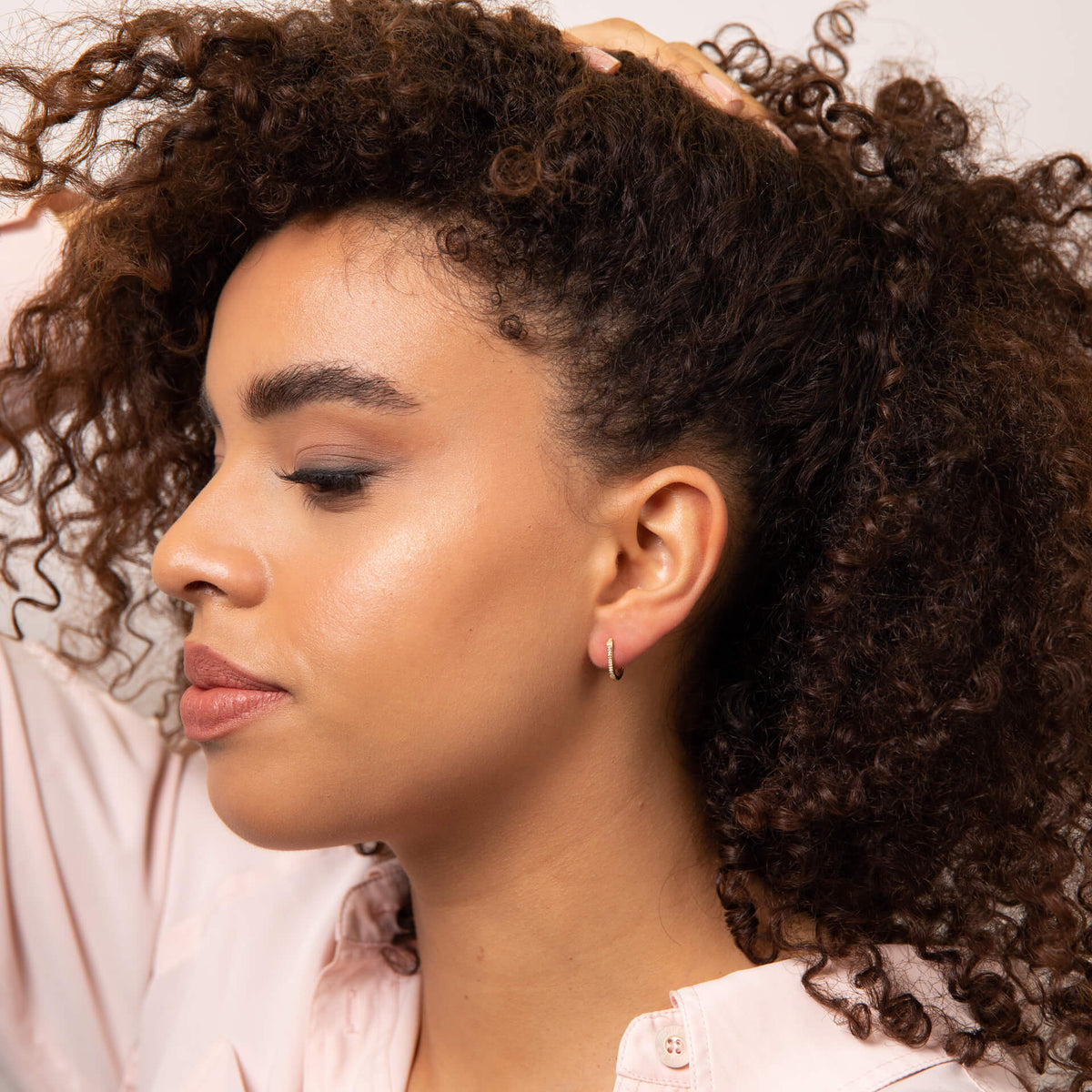 Elements Gold U Shape Pave Diamond Hoop Earrings