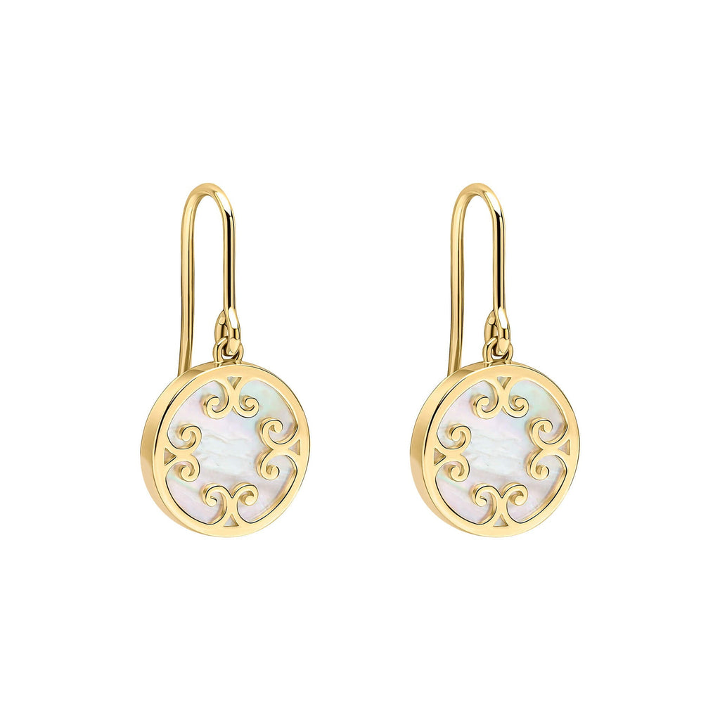 Elements Gold Mother Of Pearl Inlay Swirl Earrings
