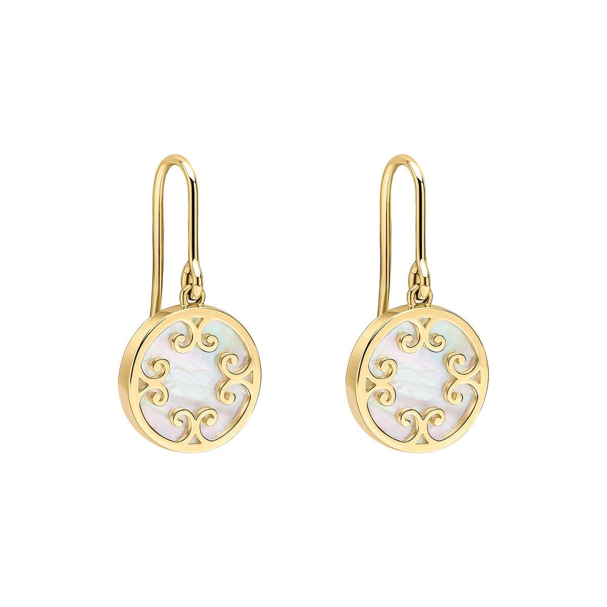 Elements Gold Mother Of Pearl Inlay Swirl Earrings