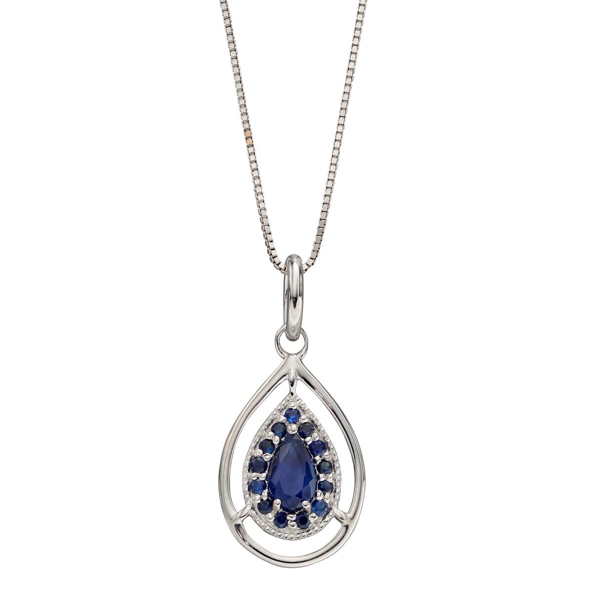 Elements Gold Cut Out Teardrop Pendant with Precious Stone
