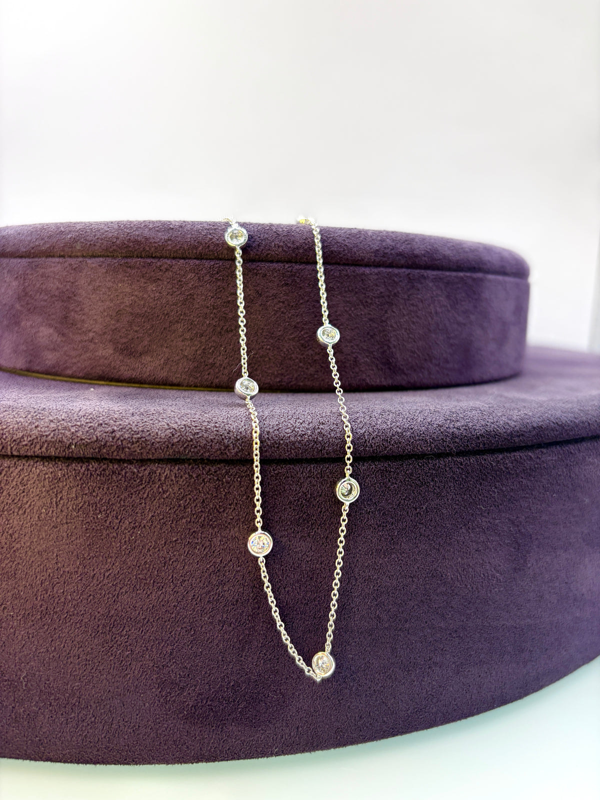 9ct White Gold 9 Stone Lab-Grown Diamond Station Necklace – 18 Inch